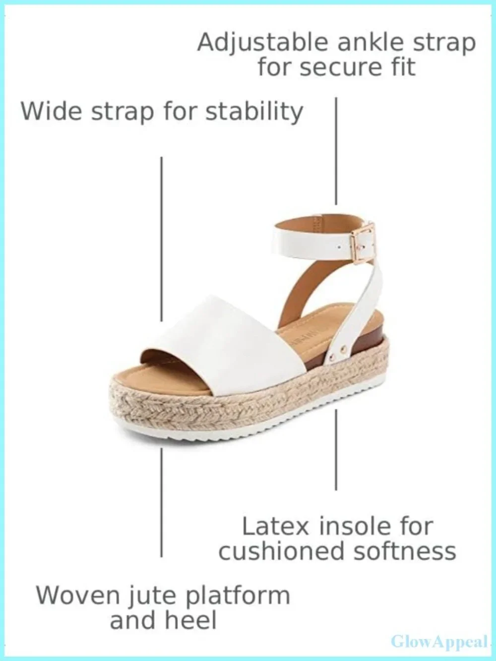 Platform Espadrille Wedge Sandals Faux Leather Ankle Strap Open Toe